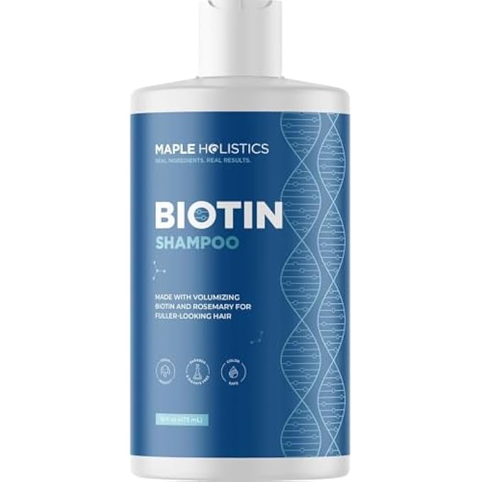 Maple Holistics VOLUMIZING BIOTIN SHAMPOO FOR THIN & FINE HAIR - SULFATE FREE, ZINC PYRITHIONE, COCONUT OIL FOR DRY SCALP CARE - Image 1