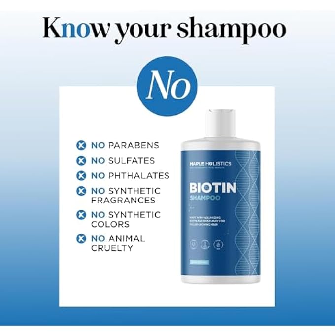 Maple Holistics VOLUMIZING BIOTIN SHAMPOO FOR THIN & FINE HAIR - SULFATE FREE, ZINC PYRITHIONE, COCONUT OIL FOR DRY SCALP CARE - Image 3
