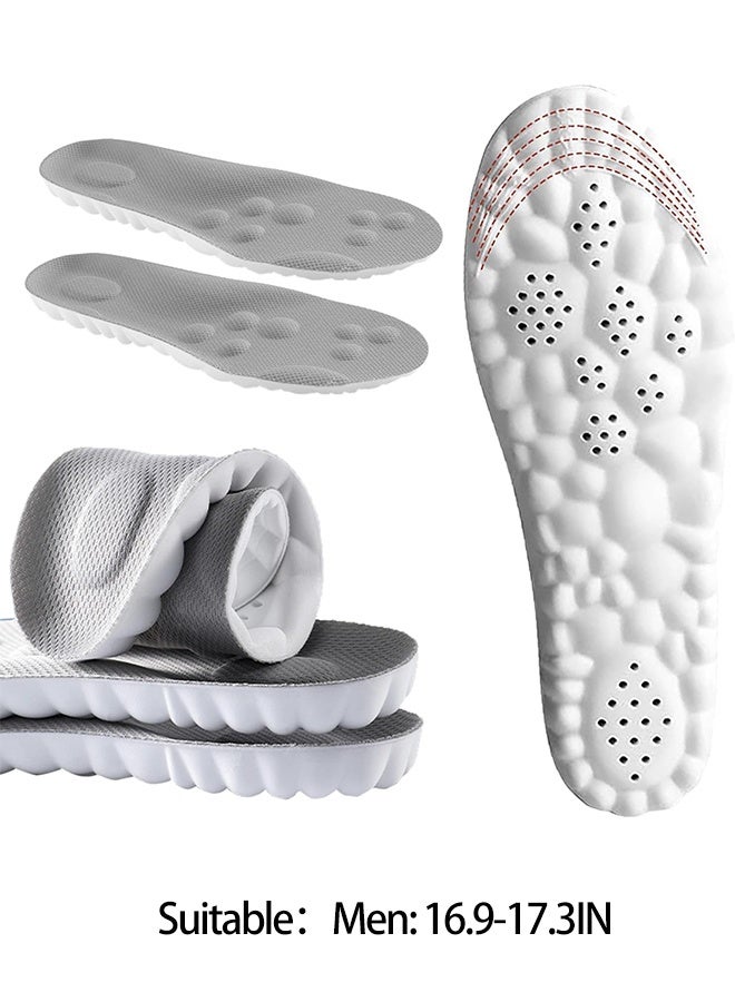 عام نعال داخلية سحابية 4D للرجال والنساء، نعال داخلية سحابية من الإسفنج الذكي فائقة النعومة ومضادة للتعب، وامتصاص الصدمات، وتخفيف آلام القدم، (رمادي، للرجال: 16.9-17.3 بوصة) - Image 1