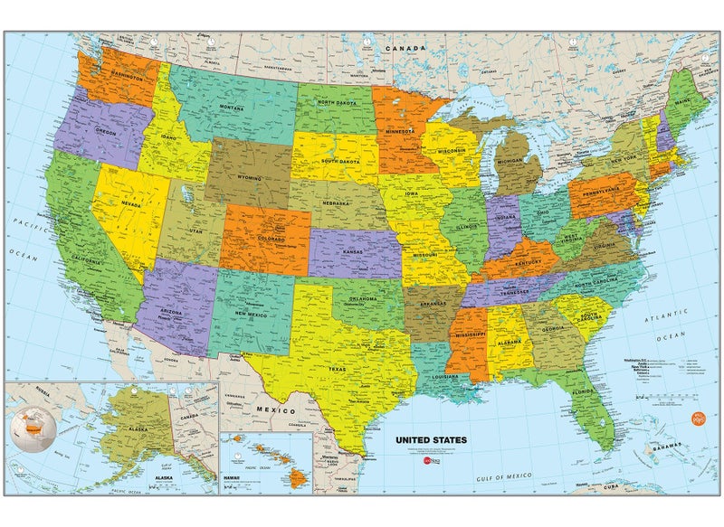 Wall Pops WallPops WPE1897 USA Dry Erase Map Decal Multicolor