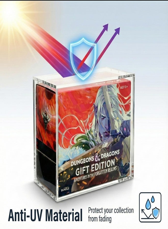 علبة عرض مغناطيسية أكريليك متوافقة مع حزم وإصدارات هدايا لعبة ماجيك: ذا غاذرينغ (MTG) - صندوق حماية شفاف سميك للغاية 5 مم مع حماية من الأشعة فوق البنفسجية - لا يحتاج إلى تجميع (الأبعاد الداخلية 7.5 بوصة × 3.55 بوصة × 6.6 بوصة) - Image 4