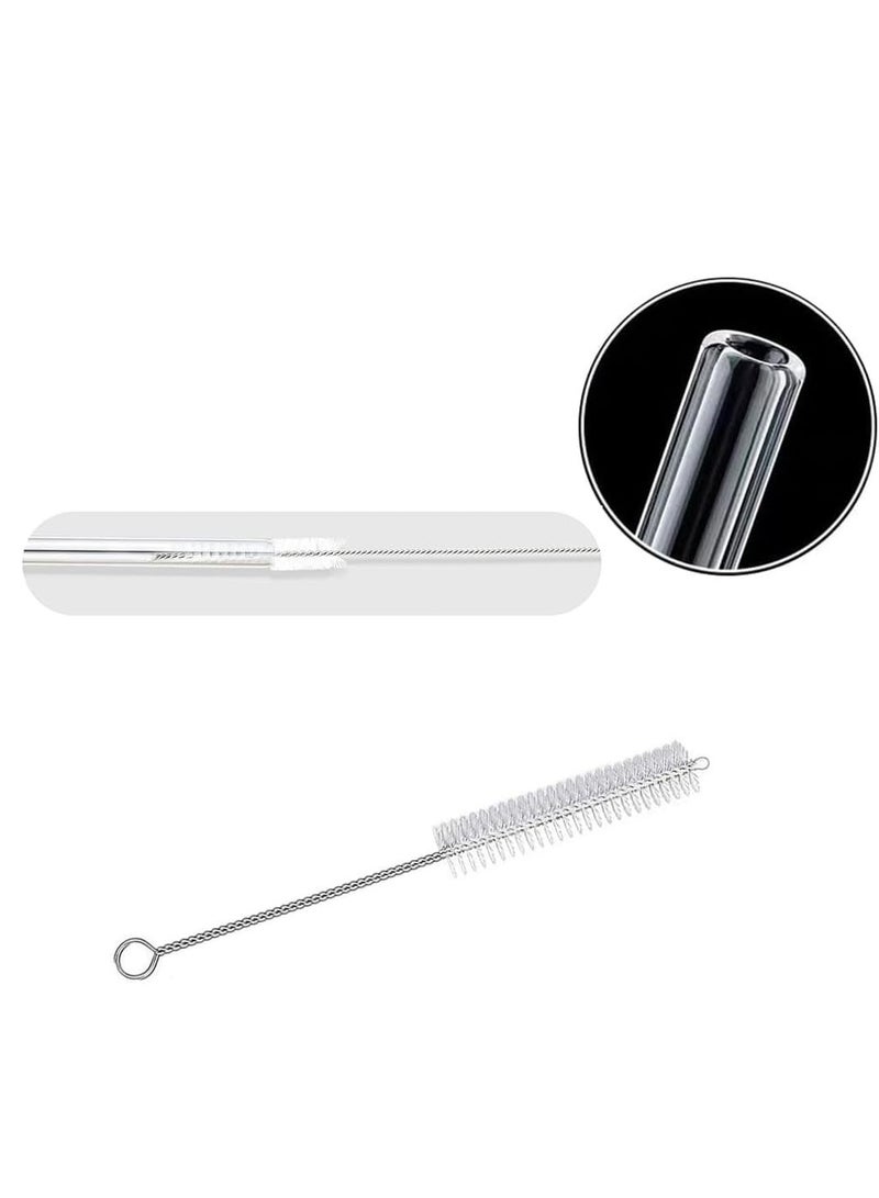 KBKBART 10 Pcs Reusable Glass Drinking Straw Set, Transparent, 10cm (4-inch) with Cleaning Brushes - Image 2