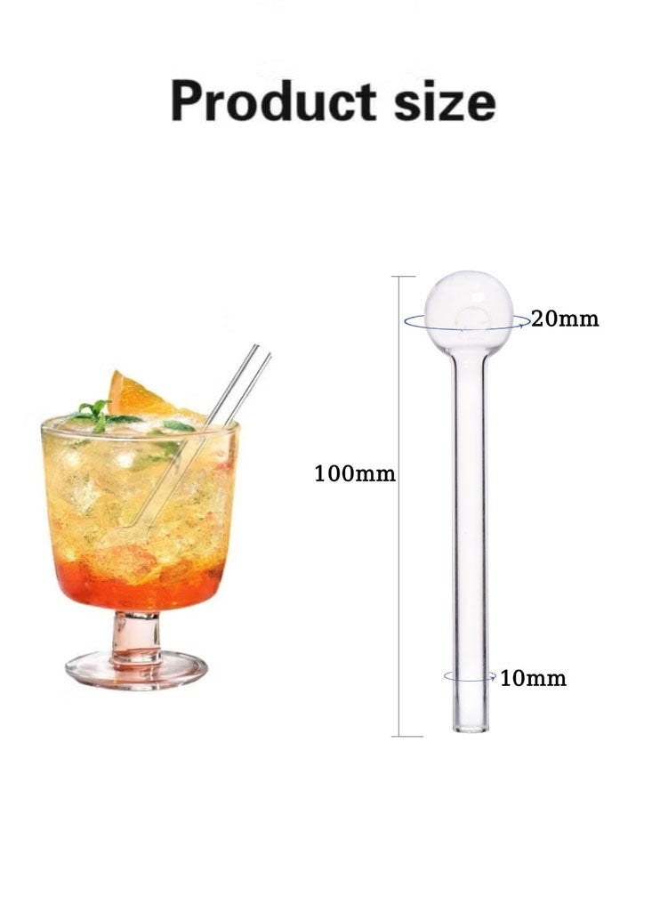 KBKBART 10 Pcs Reusable Glass Drinking Straw Set, Transparent, 10cm (4-inch) with Cleaning Brushes - Image 3