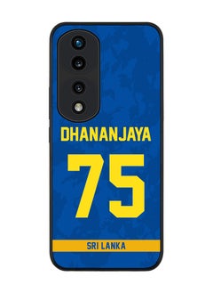 Rugged Black Edge Case for Honor 70 Pro, Slim fit Soft Case Flexible Rubber Edges Thin Cover - Player Name - Dhananjaya de Silva, Jersey Number- 75