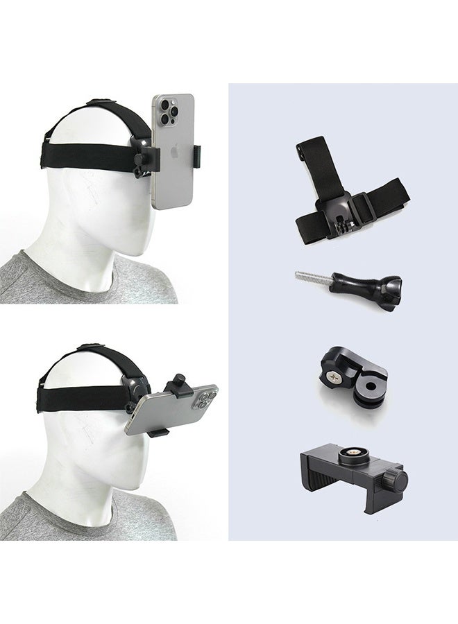 Head Mounted Mobile Phone Mount First Person View Live Shooting Bracket Head Mount Strap Compatible with iPhone Smartphones 4 inch to 7 inch and Action Camera GoPro - Image 2