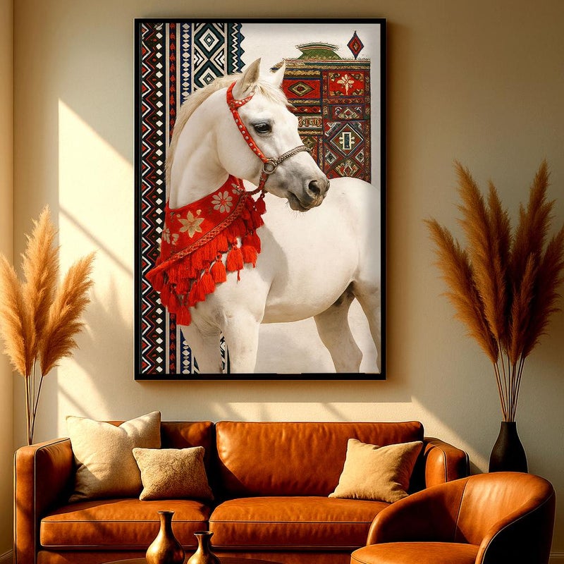 Marktna One canvas painting with a Najdi art design and a hollow frame, measuring (60×90), single piece - Image 3