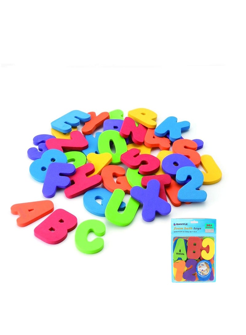 Bath Toy Storage with 36 Soft Foam ABC 123 Letters for Early Learning and Quick Dry Net Bag  - Image 3
