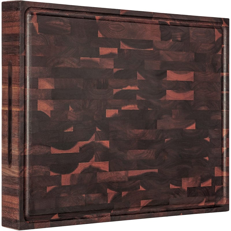 AZRHOM AZRHOM Extra Large Thick Walnut Wood End Grain Cutting Board 20x15x2 In Wooden Butcher Block Chopping Board For Kitchen with Juice Groove Handles NonSlip Pats Gift Box 