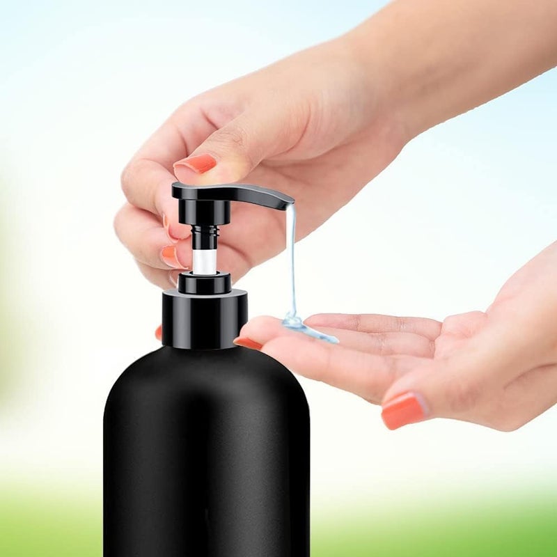PRAKASH Praksh 500ml Refillable Plastic Bottles| Multi use Empty Dispenser Container Bottles with Golden Cap| Versatile for Shampoo,Conditioner, Liquid Soap, Dish Soap, Lotion, Hand Sanitizer (Black) - Image 1