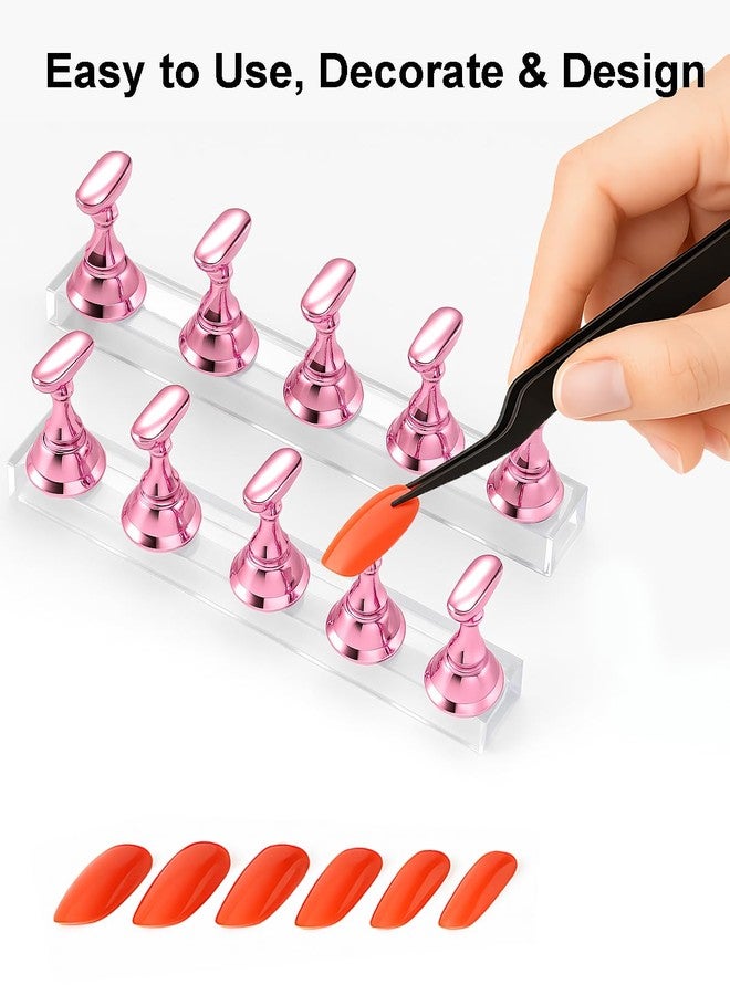 HomTop Nail Stand Set for Nail Art Practice & Display - Complete Acrylic Nail Holder Kit with Bonus Tweezers & Double-Sided Tape, False Nail & Press On Nail Practice Stand for Home DIY, Salon Use - Image 4