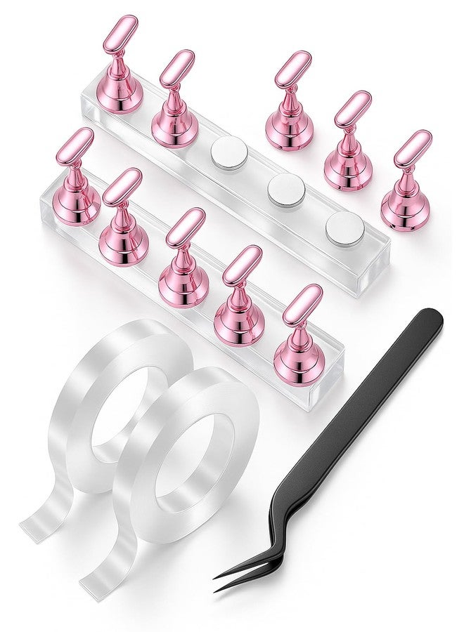 HomTop Nail Stand Set for Nail Art Practice & Display - Complete Acrylic Nail Holder Kit with Bonus Tweezers & Double-Sided Tape, False Nail & Press On Nail Practice Stand for Home DIY, Salon Use - Image 1