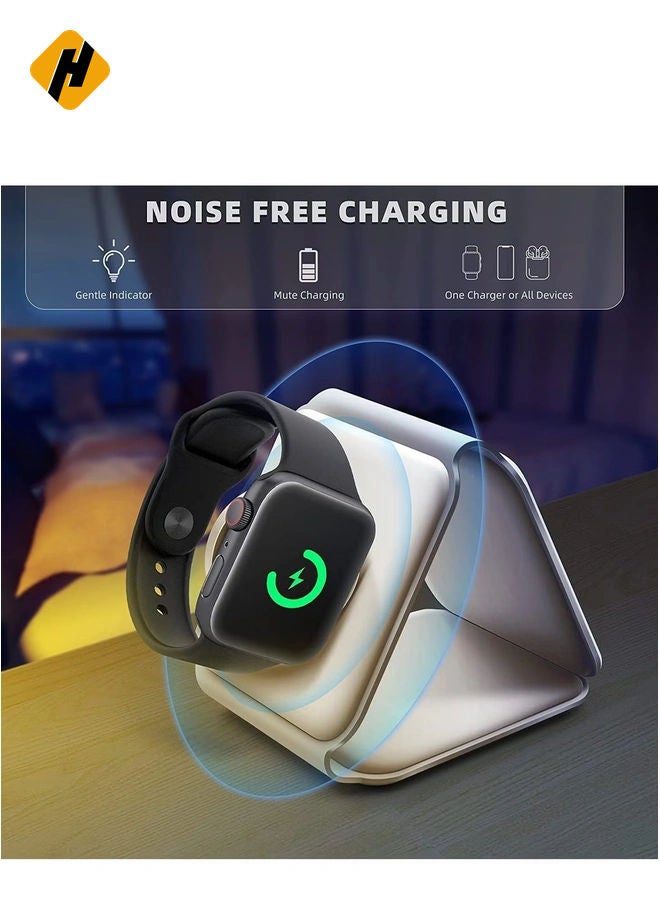 HuHa Wireless Charging, 3 in 1 Wireless Charger,Wireless Magnetic Fast Charging Foldable Dock station Charger for iPhone 13/12/11/8/Pro/Max,for iWatch,forAirPods 3/2/Pro and for Samsung  - Image 4