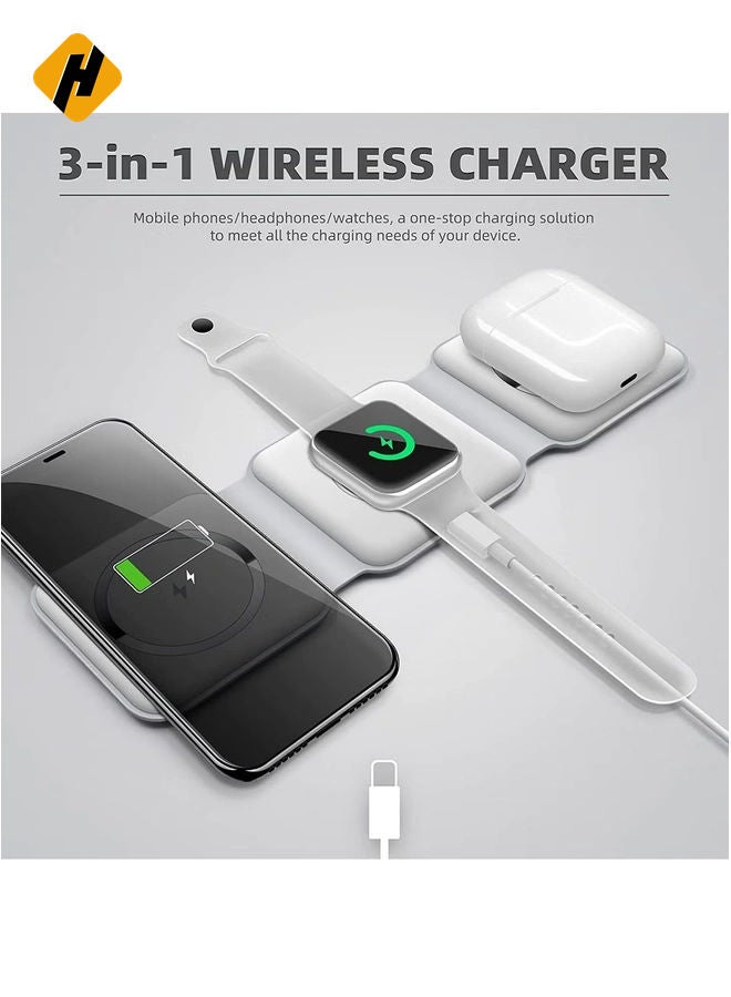 HuHa Wireless Charging, 3 in 1 Wireless Charger,Wireless Magnetic Fast Charging Foldable Dock station Charger for iPhone 13/12/11/8/Pro/Max,for iWatch,forAirPods 3/2/Pro and for Samsung  - Image 2