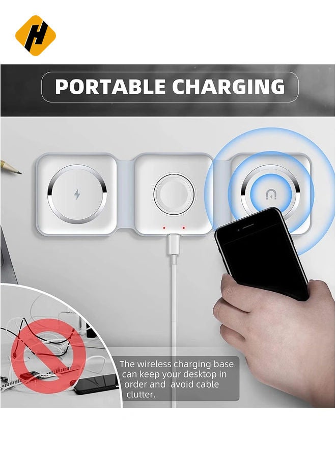 HuHa Wireless Charging, 3 in 1 Wireless Charger,Wireless Magnetic Fast Charging Foldable Dock station Charger for iPhone 13/12/11/8/Pro/Max,for iWatch,forAirPods 3/2/Pro and for Samsung  - Image 3