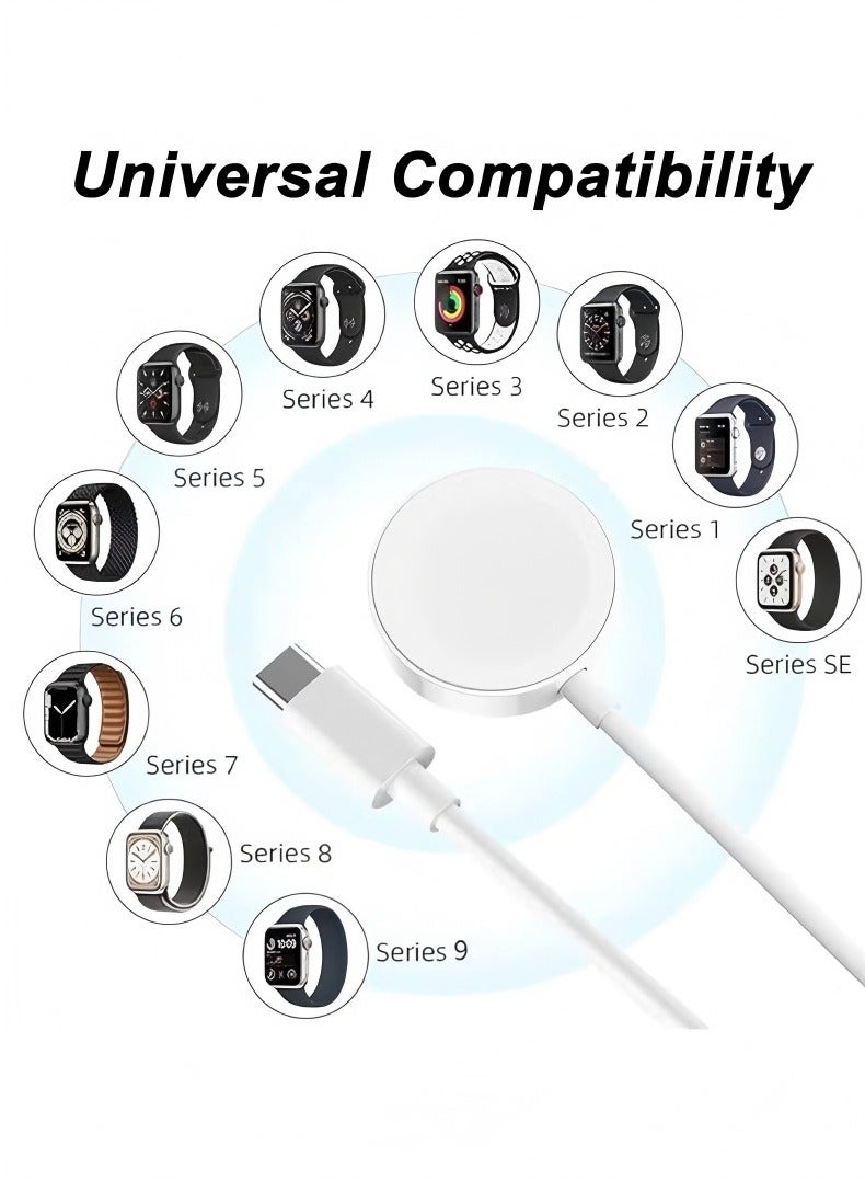 Changer Fast Charging USB C Watch Charger Cord Compatible for Apple Watch, Magnetic Watch Charging Cable Compatible for Watch Series 9/8/7/Ultra/Ultra2/SE2/6/5/4/3/2/1/SE1, Type C Cord, 1M - Image 2