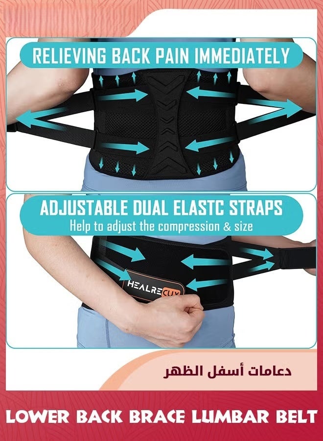 EETU Back Brace For Lower Back Pain Relief,Lower Back Brace,Lumbar Support Belt,9 Stays Lower Waist Support Belt Brace With Removable Lumbar Pad For Men,Heavy Lifting Herniated Disc,Sciatica,Scoliosis-XL - Image 2