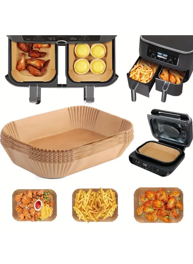 100 Pcs Rectangular Air Fryer Paper Liners Disposable Non Stick Oil Absorbent Easy Clean Baking Oven Kitchen Essentials - Image 1