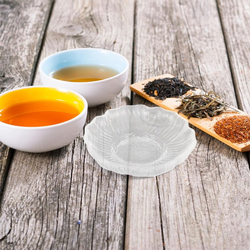 Glass Tea Saucer Set Round Cup Coasters Snack Dish Tea Bag Holder Kitchen Home Tabletop - Image 5