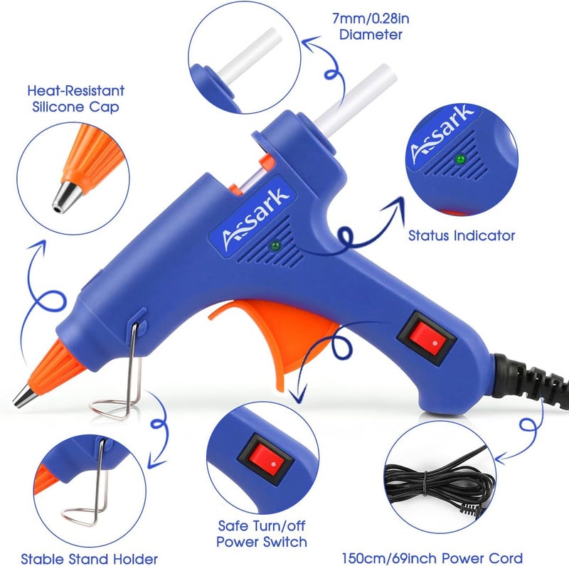 Assark Hot Glue Gun Kit with 30 Glue Sticks(130mm x 7mm), Fast Preheating Hot Melt, High Temp for School Crafts DIY Arts and Quick Home Repairs,20W - Image 4