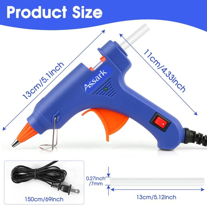Assark Hot Glue Gun Kit with 30 Glue Sticks(130mm x 7mm), Fast Preheating Hot Melt, High Temp for School Crafts DIY Arts and Quick Home Repairs,20W - Image 5