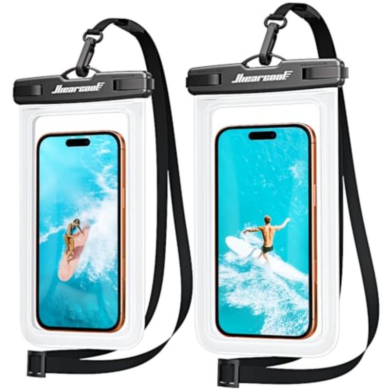 Waterproof Phone Pouch, Waterproof Phone Case with Crossbody Lanyard Compatible for iPhone 17 16 15 14 13 Pro Max Up to 8.9", Cellphone Dry Bag Travel Essentials for Beach -Clear-2Pack - Image 1