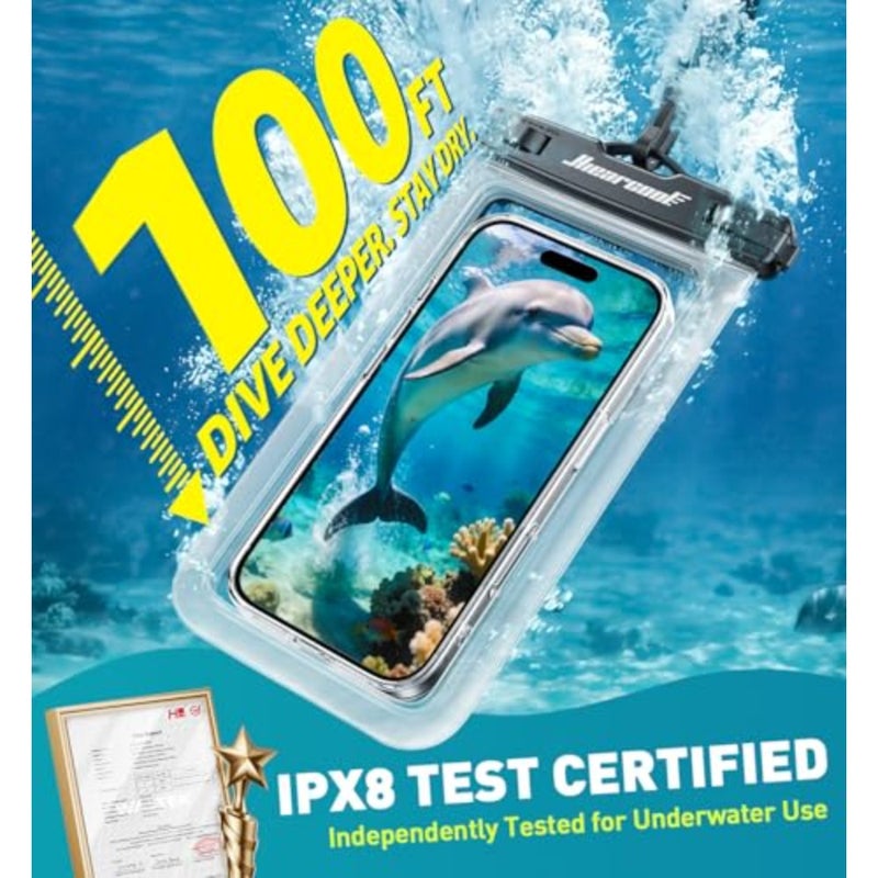Waterproof Phone Pouch, Waterproof Phone Case with Crossbody Lanyard Compatible for iPhone 17 16 15 14 13 Pro Max Up to 8.9", Cellphone Dry Bag Travel Essentials for Beach -Clear-2Pack - Image 2
