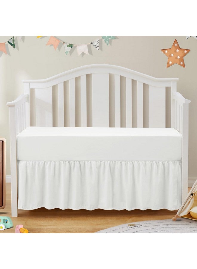 SiinvdaBZX 2-Piece Set Ruffled Crib Skirt & Microfiber Crib Sheet, Fit for Baby Standard Crib & Nursery Toddler Bedding, 52"x28" + Adjustable Elastic 14" Drop (White) - Image 1