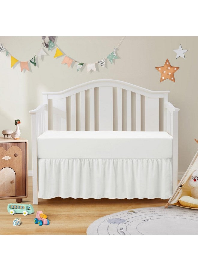 SiinvdaBZX 2-Piece Set Ruffled Crib Skirt & Microfiber Crib Sheet, Fit for Baby Standard Crib & Nursery Toddler Bedding, 52"x28" + Adjustable Elastic 14" Drop (White) - Image 5