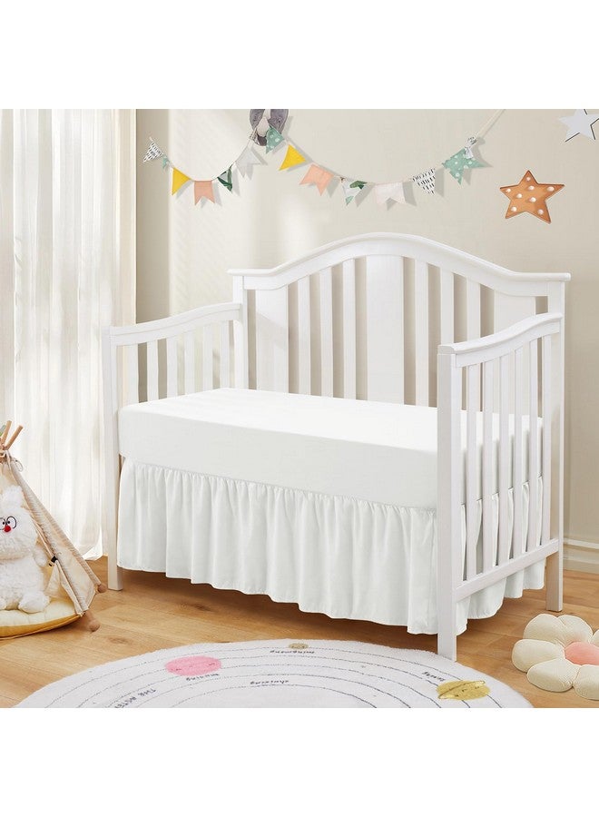 SiinvdaBZX 2-Piece Set Ruffled Crib Skirt & Microfiber Crib Sheet, Fit for Baby Standard Crib & Nursery Toddler Bedding, 52"x28" + Adjustable Elastic 14" Drop (White) - Image 2