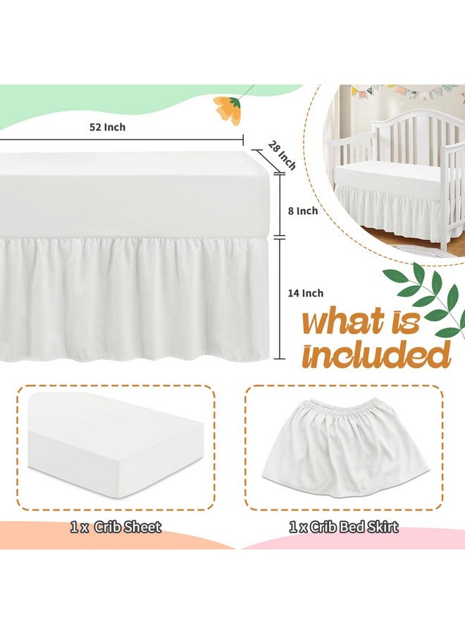 SiinvdaBZX 2-Piece Set Ruffled Crib Skirt & Microfiber Crib Sheet, Fit for Baby Standard Crib & Nursery Toddler Bedding, 52"x28" + Adjustable Elastic 14" Drop (White) - Image 4
