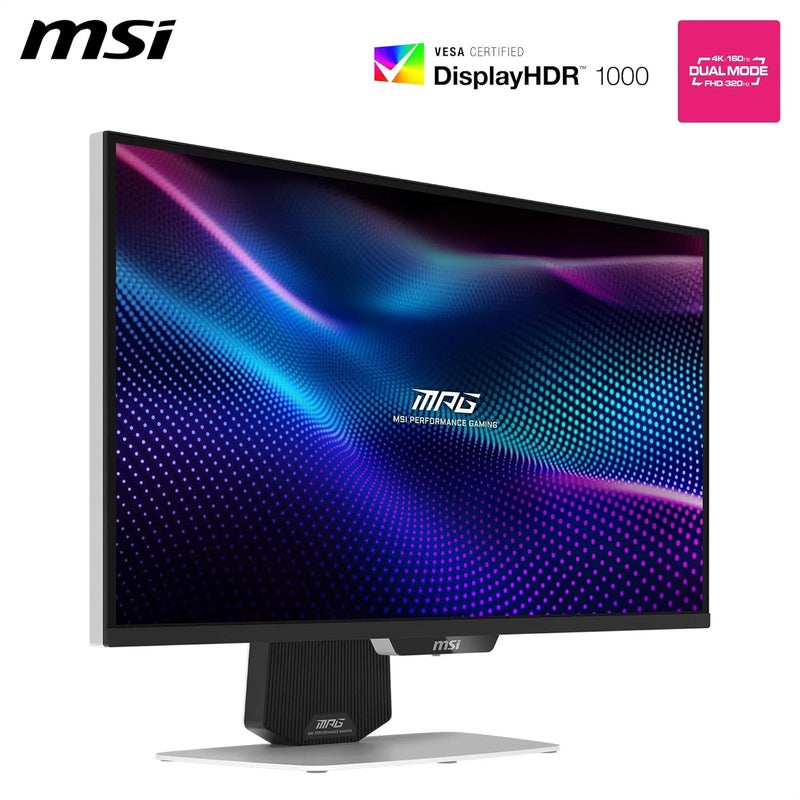 إم اس أي MPG 274URDFW E16M 27" 4K UHD Mini-LED Gaming Monitor, 160Hz/0.5ms GTG Rapid IPS, HDR1000, 1152 Local Dimming Zones, 98% DCI-P3, 100% AdobeRGB, HDMI 2.1, DisplayPort 1.4a, USB-C 98W PD, Adaptive-Sync, Adjustable Stand, White | 9S6-3CF09H-020 - Image 3