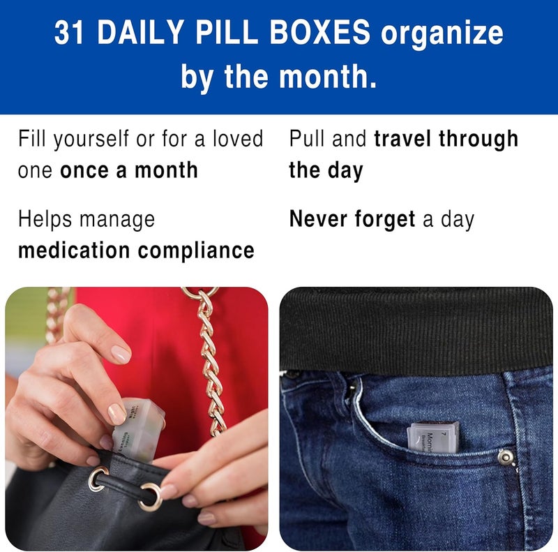MedCenter 70256 31 Day Monthly Pill Organizer with Color-Coded Compartments - Image 4