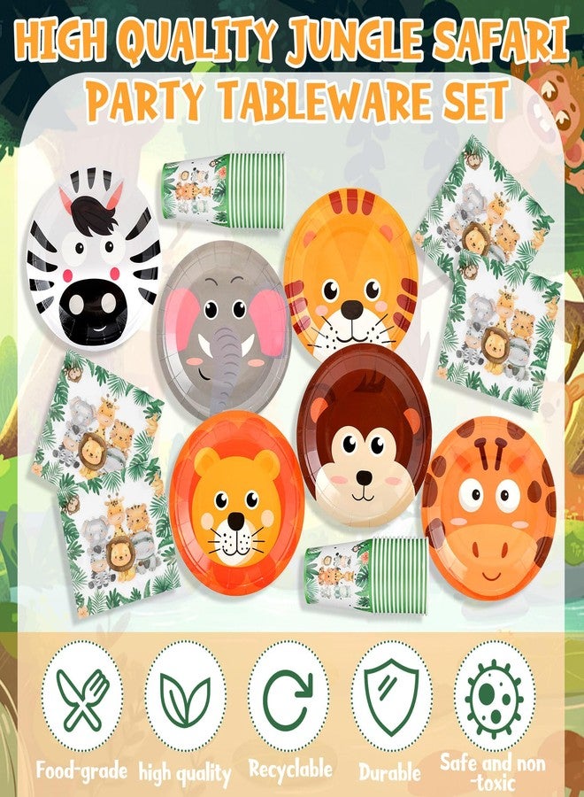 Jingmore 90 Pcs Jungle Safari Party Decorations Animals Themed Disposable Tableware Set for 30 Guests Zoo Paper Plates Jungle Napkins and Cups for Wild Animal Safari Zoo Birthday Baby Shower Supplies - Image 4