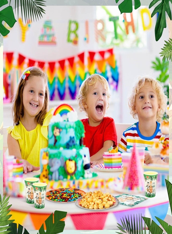 Jingmore 90 Pcs Jungle Safari Party Decorations Animals Themed Disposable Tableware Set for 30 Guests Zoo Paper Plates Jungle Napkins and Cups for Wild Animal Safari Zoo Birthday Baby Shower Supplies - Image 5