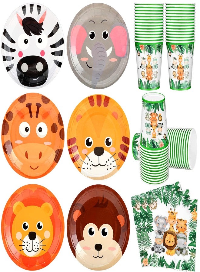 Jingmore 90 Pcs Jungle Safari Party Decorations Animals Themed Disposable Tableware Set for 30 Guests Zoo Paper Plates Jungle Napkins and Cups for Wild Animal Safari Zoo Birthday Baby Shower Supplies - Image 1
