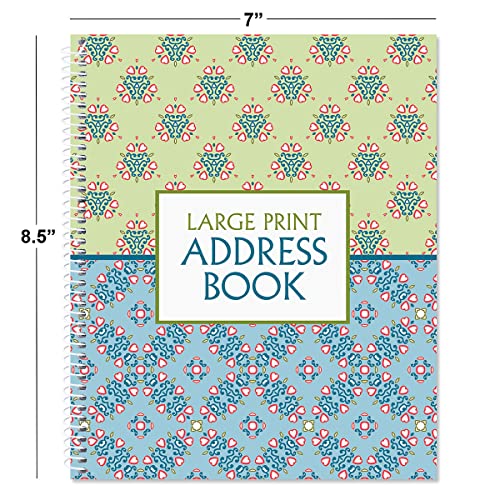 Current Fresh Patterns Large Print Address Book, 56 Pages, Big 7” x 8.5” Spiral Bound, Soft Cover Organizer for Contact Phone Number, Mailing Address, & Email, Easy-to-Read Senior Logbook - Image 3