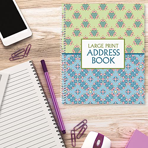 Current Fresh Patterns Large Print Address Book, 56 Pages, Big 7” x 8.5” Spiral Bound, Soft Cover Organizer for Contact Phone Number, Mailing Address, & Email, Easy-to-Read Senior Logbook - Image 5