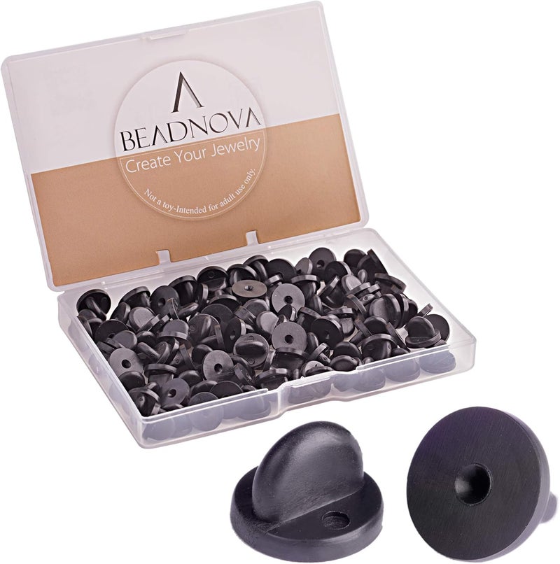 BEADNOVA Rubber Pin Back Butterfly Clutch Backings Pin Cap Replacement for Badges Lapel Pinback 50pcs - Image 1