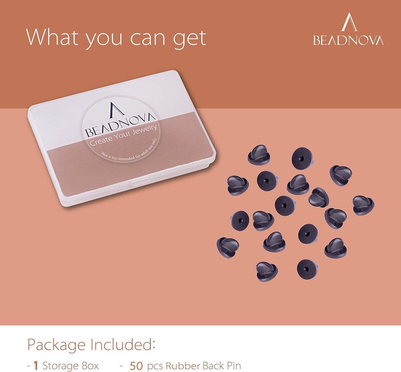 BEADNOVA Rubber Pin Back Butterfly Clutch Backings Pin Cap Replacement for Badges Lapel Pinback 50pcs - Image 5