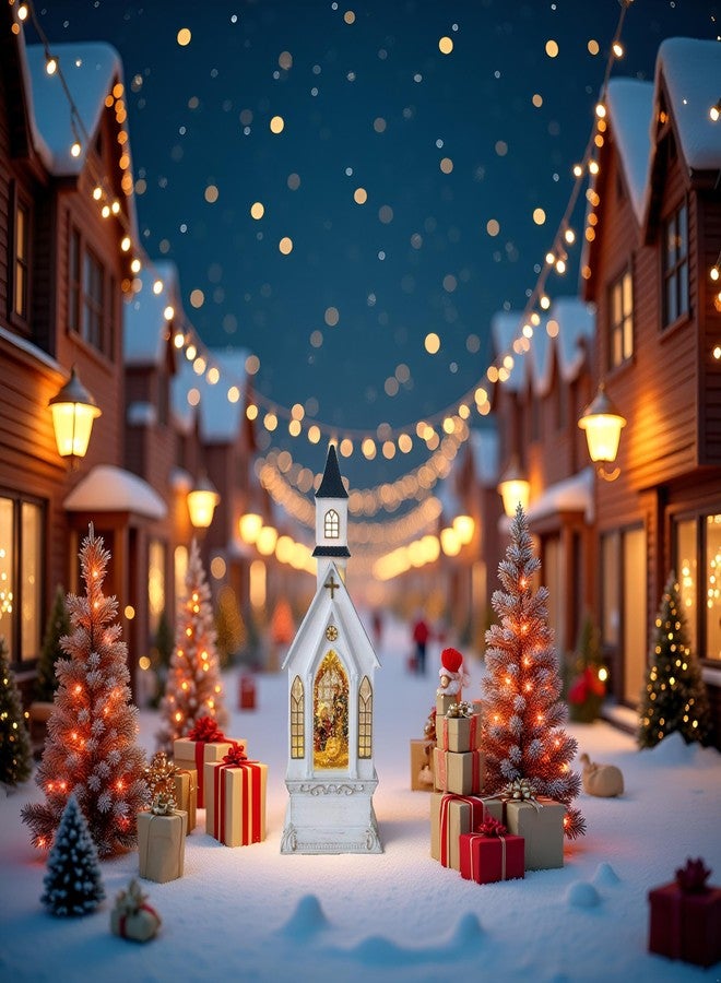 لايتأهيد مصباح كنيسة عيد الميلاد من لايت أهيد، مزين بمشهد ميلاد السيد المسيح، وإضاءة LED بيضاء دافئة متلألئة مع موسيقى و8 ألحان، لتزيين المنزل في عيد الميلاد. - Image 3