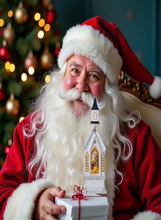 لايتأهيد مصباح كنيسة عيد الميلاد من لايت أهيد، مزين بمشهد ميلاد السيد المسيح، وإضاءة LED بيضاء دافئة متلألئة مع موسيقى و8 ألحان، لتزيين المنزل في عيد الميلاد. - Image 2