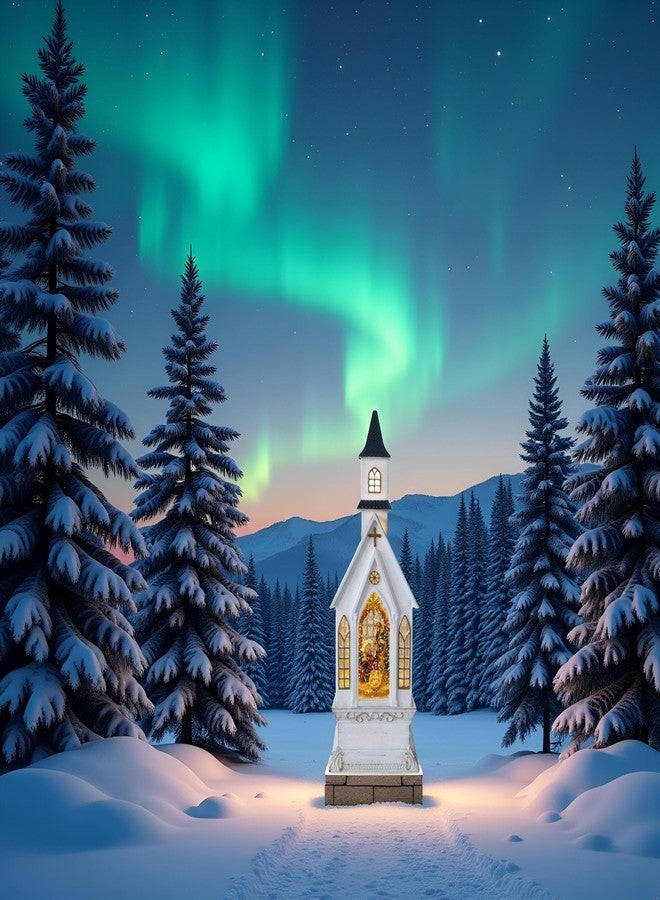 لايتأهيد مصباح كنيسة عيد الميلاد من لايت أهيد، مزين بمشهد ميلاد السيد المسيح، وإضاءة LED بيضاء دافئة متلألئة مع موسيقى و8 ألحان، لتزيين المنزل في عيد الميلاد. - Image 4