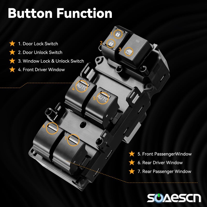 SOAESCN Honda Accord Driver Side Power Window Switch for 2008 2009 2010 2011 2012 Honda Accord EX-EXL-LX Sedan, 2 Auto Door Lock Window Master Switch 35750TA0A32-35750TA0A31-35750TA0A21-35750TA0A22 - Image 3
