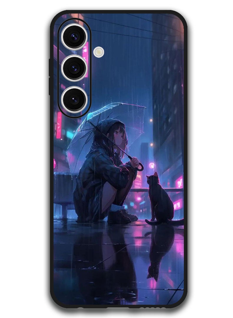 Theodor Protective Case Anti Scratch Shock Proof Bumper Cover For Samsung Galaxy S24 FE Girl with Cat - Image 1