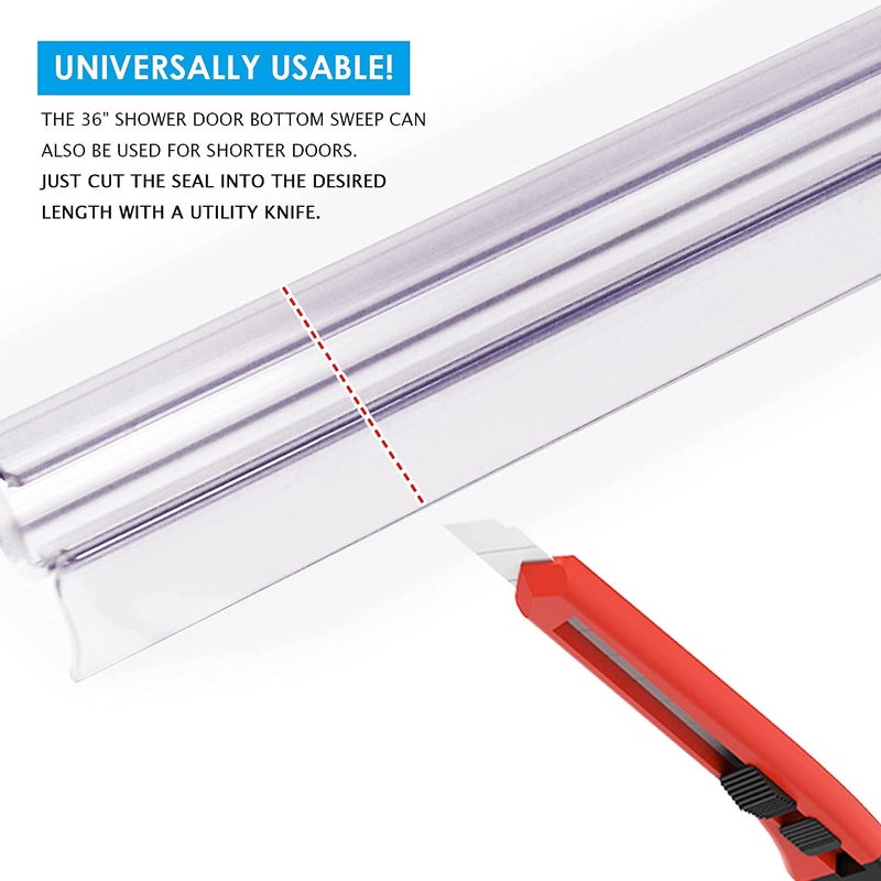 Dalrun 2 X Frameless Shower Door Bottom Seal Sweep Stirp 36 Inch Long for 1/2 Inch Glass,Clear - Image 3
