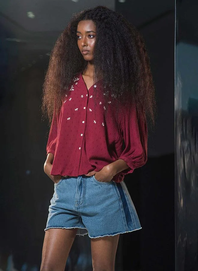 Virgio VIRGIO 100% Viscose Top With Intricate Contrast Embroidery