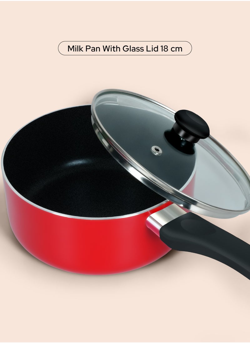DELICI - 10 Piece Nonstick Aluminium Cookware Set With 10X Tougher Coating, Quick Heat Distribution, Heat Resistant Handles, Includes 30cm&24cm Saucepan With Glass Lids, 28cm Wok Pan With Glass Lid,18cm Milk Pan With Glass Lid,26cm Frypan,1 Pcs Nylon Turner-NCS10R - Image 1