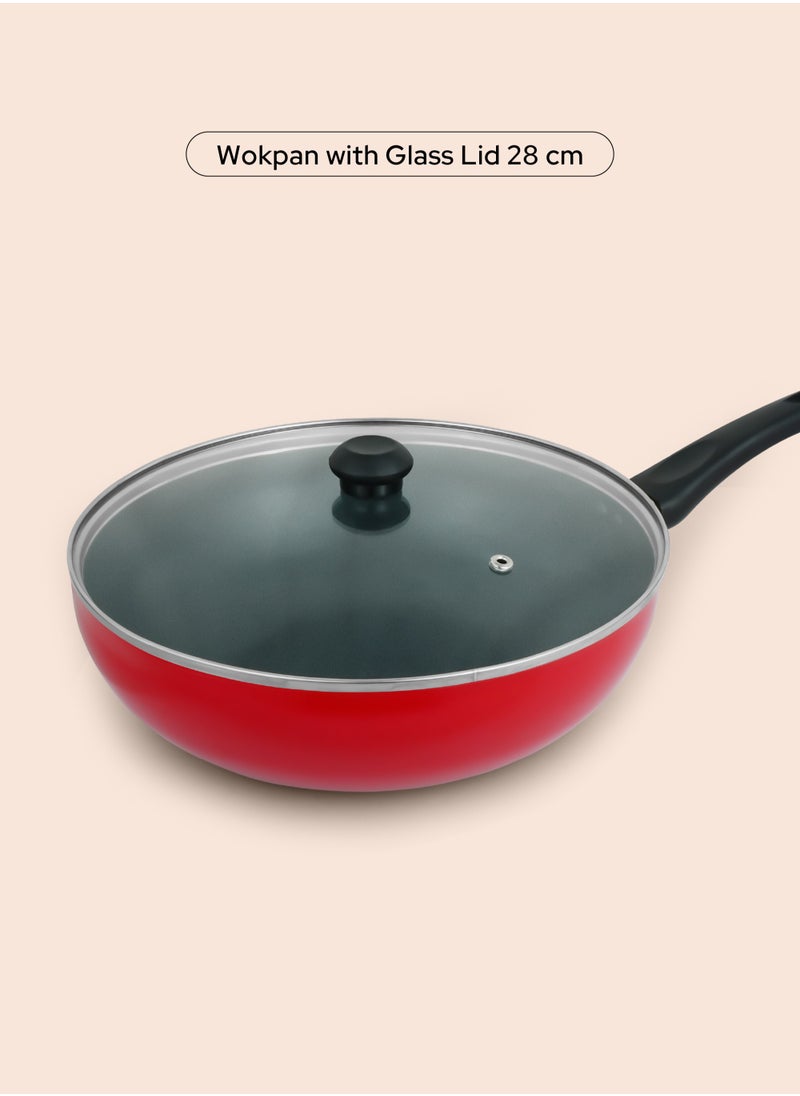 DELICI - 10 Piece Nonstick Aluminium Cookware Set With 10X Tougher Coating, Quick Heat Distribution, Heat Resistant Handles, Includes 30cm&24cm Saucepan With Glass Lids, 28cm Wok Pan With Glass Lid,18cm Milk Pan With Glass Lid,26cm Frypan,1 Pcs Nylon Turner-NCS10R - Image 1