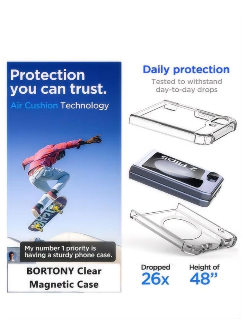 Samsung Z Flip 5 Magnetic Case Compatible with Magsafe Accessories Wireless Charging Screen and Camera Protection Shockproof Protective Cover for Samsung Galaxy Z Flip 5 5G 2023 - Image 3