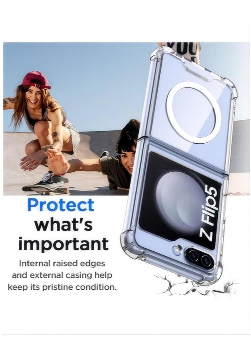Samsung Z Flip 5 Magnetic Case Compatible with Magsafe Accessories Wireless Charging Screen and Camera Protection Shockproof Protective Cover for Samsung Galaxy Z Flip 5 5G 2023 - Image 5